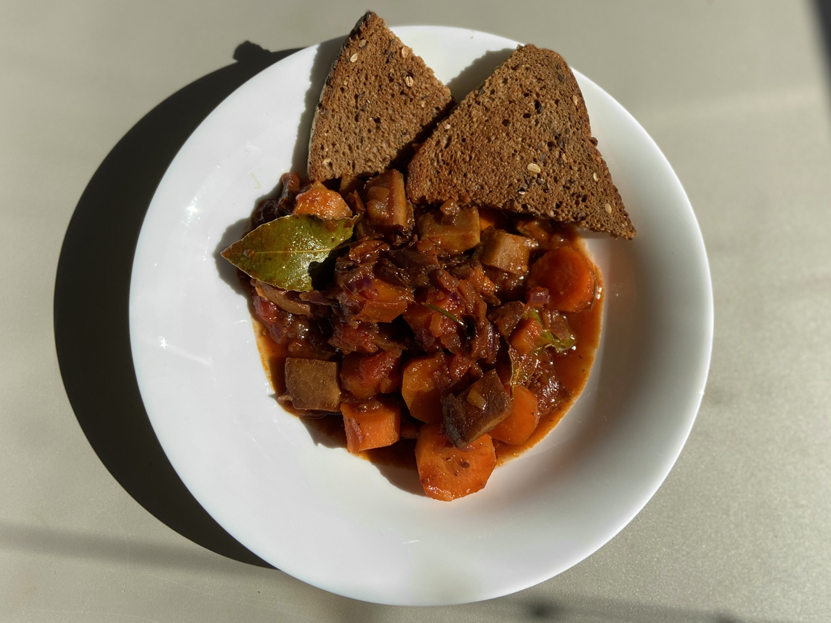 spezzatino vegano vista dall'alto